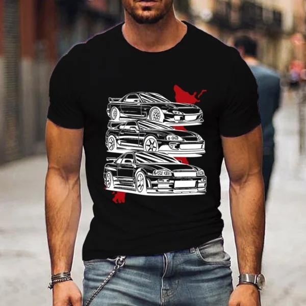 New T-Shirt for Men Car Racing Aesthetic Clothing Summer Tops Short Sleeve Mens T Shirts Oversized T Shirt Men UnisexTees Shirts