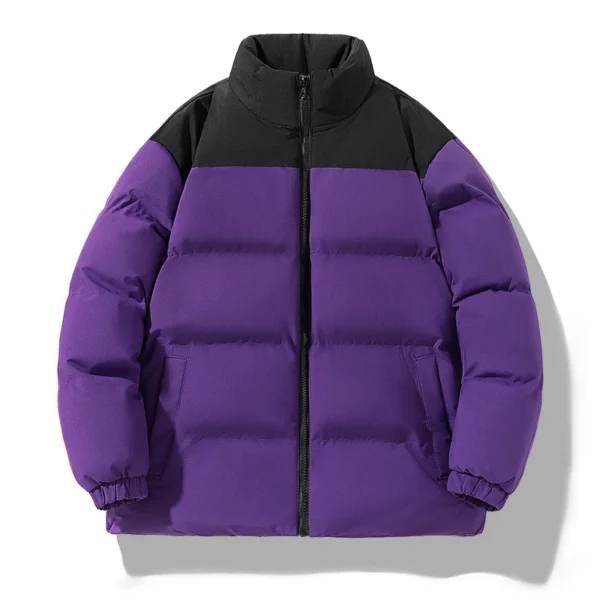 Men's Down Jacket Autumn and Winter New Stitching Color Trend Versatile Outdoor Camping Stand Collar Coat Men's Cotton Clothing - Image 3
