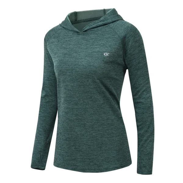 Women's UPF50+ Long Sleeve Running Hoodie T-shirts Sun/UV Protection Breathable Quick Dry T-Shirt Outdoor Sports Pullover - Image 3