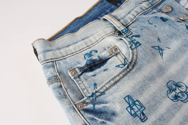 New 2024 Purple roca jeans Men woman Brand vintage burr edges washed denim shorts for men Repair Low Raise Skinny Denim pants - Image 4