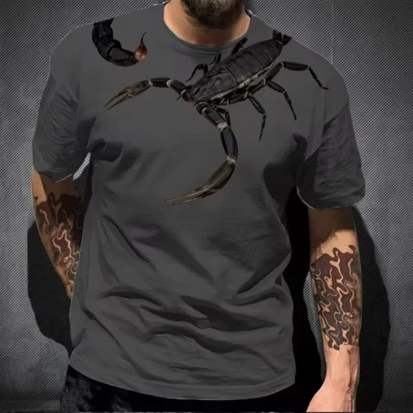 Simple Scorpion Graphics T Shirt Fashion Summer Short Sleeve 3D Printed Streetwear T-shirt Casual O Neck Oversized Mens Tees - Image 2