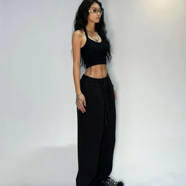 Kpop Y2K Gray Jogging Sweatpants Women Hippie Streetwear Oversized Sports Pants Loose Straight Wide Leg Trousers Korean Style - Image 5