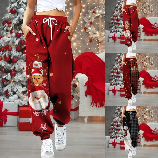 Women Merry Christmas Fashion Trousers Deer Xmas Print Bottom Sweatpants Sweatpants Gym Fitness Training Pants Female Joggers - Image 5