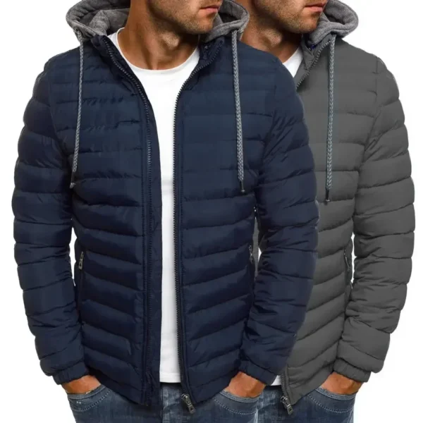 2024 New Winter Oversized Men's Detachable Hat Thickened Hooded Cardigan Drawstring Winter Thickened Warm Jacket Coat Top - Image 4