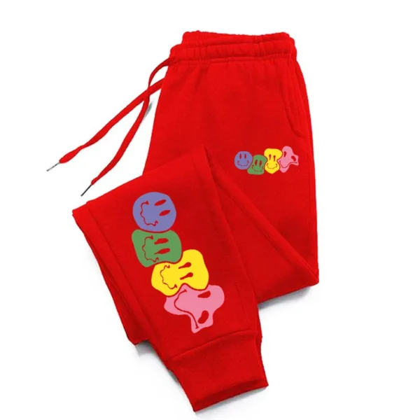 Cute Smiling Face Printing Casual Versatile Comfortable Women Pant Trendy Trousers With Drawstring Pockets Sweatpants Female - Image 3