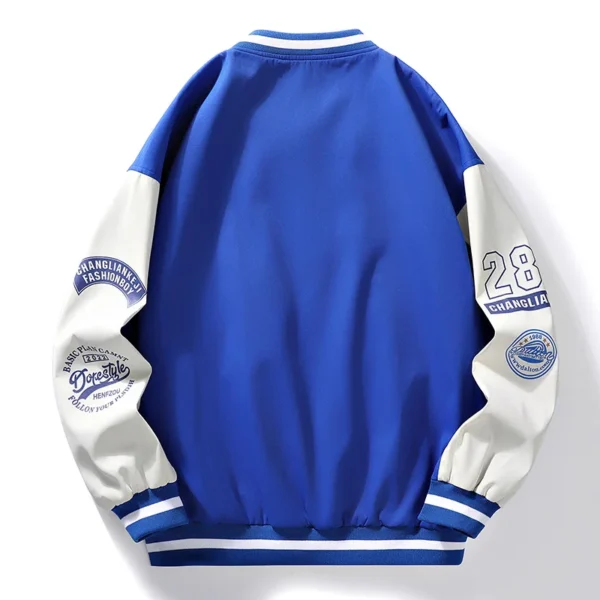 M-4XL 2024Spring and Autumn New Men's Jacket Letter Printed Color Blocked Student Coat Casual Loose Baseball Jacket - Image 3