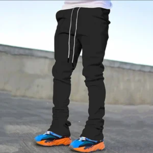Casual Stretch Cargo Pants Slim Fit Elastic 2024 Men's Four Season Long Flared Tie Sports Trousers High Waist Y2k Pant 남자 여름바지