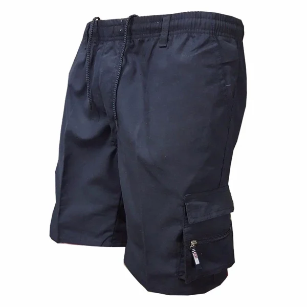 Casual Summer Men Solid Color Multi-pockets Drawstring Baggy Cargo Shorts Pants Multi-pockets Drawstring Cargo Shorts Pants - Image 4