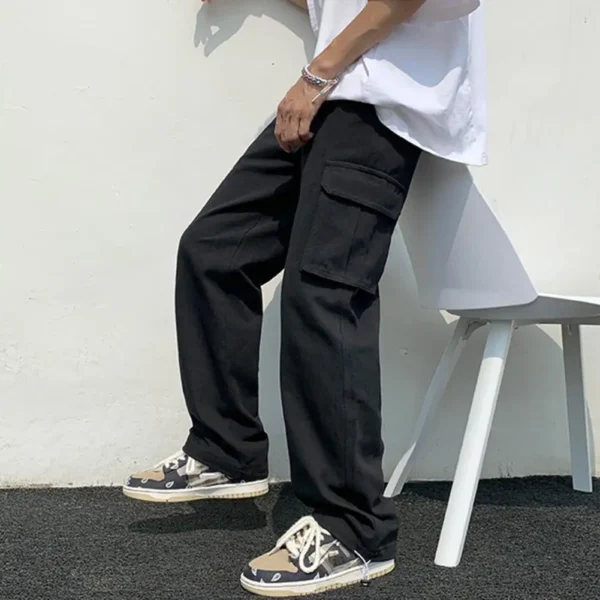 New Cargo Pants Men's Loose Straight Oversize Clothing Solid Grey Versatile Work Wear Black Joggers Cotton Casual Male Trousers - Image 5