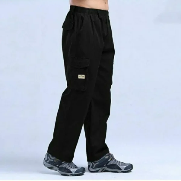 Men Pants Wide Leg Elastic Waist Multi Pockets Soft Loose Breathable Straight Full Length Casual Streetwear Men Long Trousers - Image 2