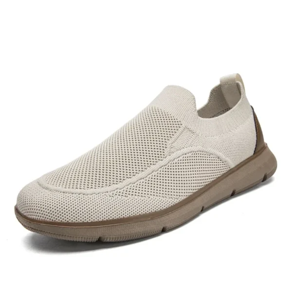 Fashion Khaki Men's Summer Sneakers Breathable Knit Lace-up Lightweight Casual Shoes For Men New Comfortable Urban Man Sneakers - Image 2