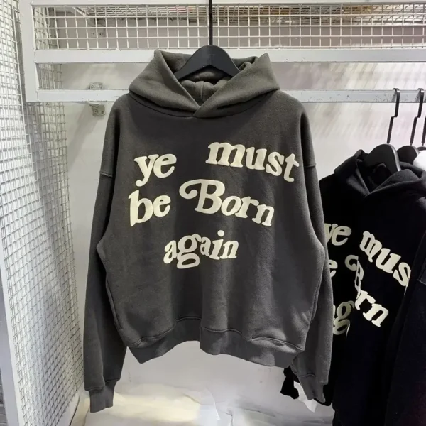 2024Fw Puff Print Kanye West Hoodie Men and Women 1:1 Pink Leaf Color Must Rebirth Hoodie Plus Size Pullover CPFM Sweatshirt - Image 3