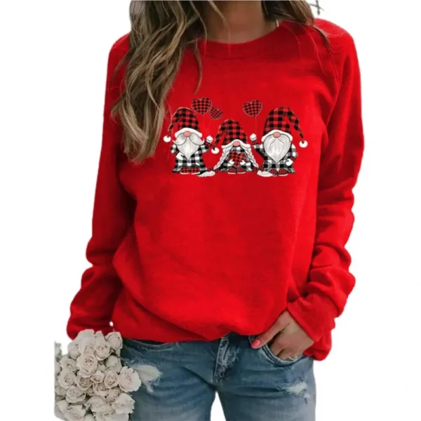 Classic Sweatshirt Jumper Lightweight Women Sweatshirt Stretchy Cozy Christmas Print Pullover Sweatshirt - Image 5