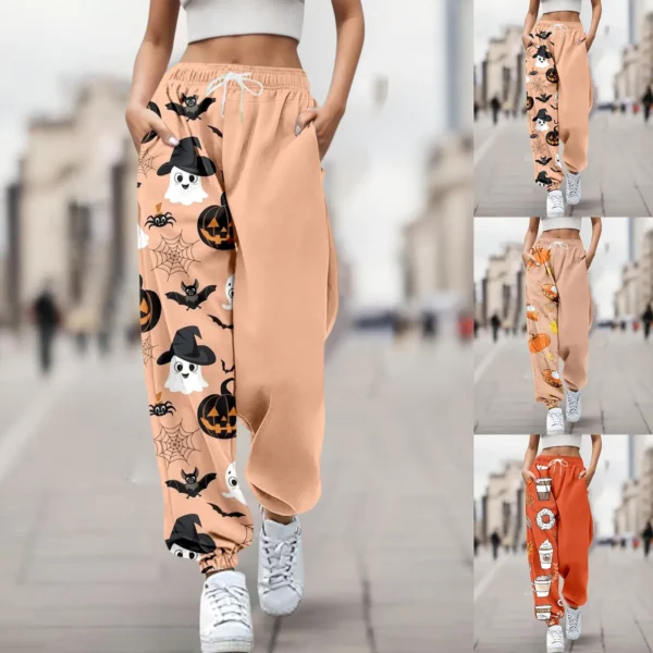 Women Jogger Pants Loose Long Pants Fashion Halloween Cat Printed Trousers Summer Autumn Baggy Fit Sweatpants Спортивные штаны - Image 4