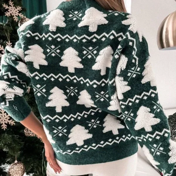 Winter 2024 Women Knitted Sweater 3D Santa Tree Print Warm Thick Jumpers Christmas Sweaters Long Sleeve Pullover Tops Xmas Look - Image 3