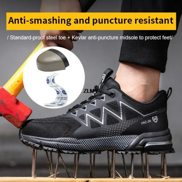 Anti-stab Safety Shoes Men Steel Toe Sneakers Puncture Proof Breathable Work Safety Boots Man Comfy Construction Work Shoes Male - Image 4
