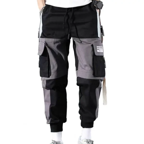 Men Color-blocked Cargo Pants Men's Cargo Pants with Multi Pockets Deep Crotch Buckle Decor Stylish Streetwear Trousers for Hip - Image 5