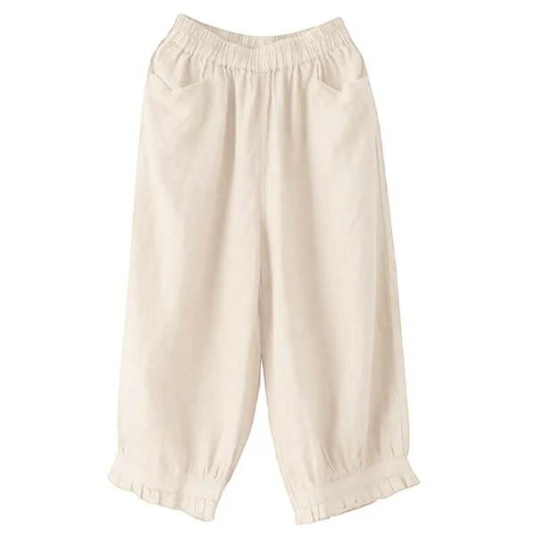 Loose Wide Leg Pants Women Summer Retro Cotton Solid Color Cropped Pants Baggy Wide Leg Sweatpants Streetwear Cargo Pants - Image 3
