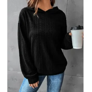 Plus Size 1XL-5XL Fashion Autumn Women's Casual Sweatshirt Solid Textured Long Sleeve Solid Color Hoodie