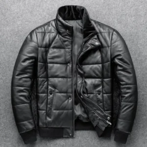 Sheepskin Jacket Top Layer Down Cotton Winter Warm Coat Stand Collar Real Leather Men's Slim And Thickened Clothing