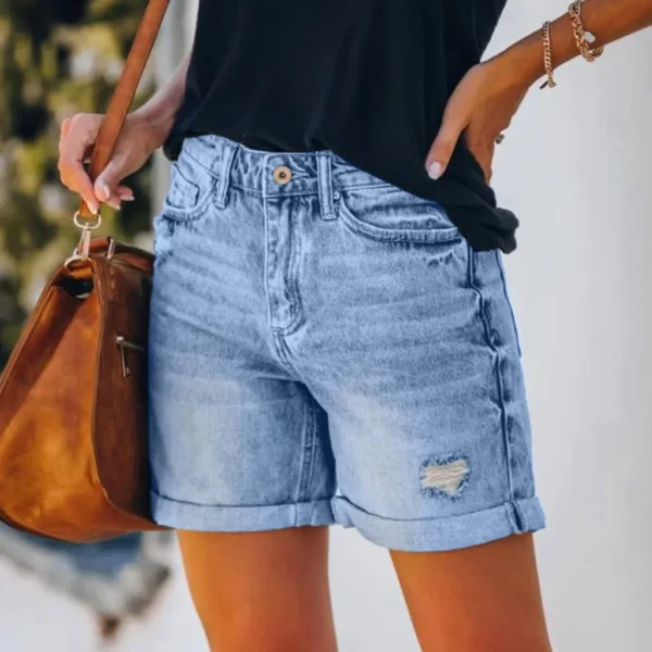 Summer Denim Shorts For Women Ripped Hole Pocket Shorts Y2k Jeans Short-Pants Fashion Clothes Pantalones Cortos Vaquero Mujer
