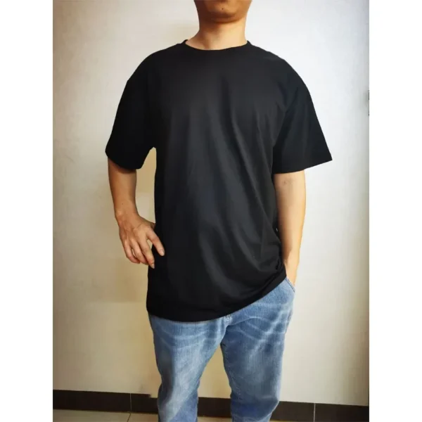 Large size Men's T-shirt Summer men's oversized "Star spine" print loose casual T-shirt Super cool printed black pullover top - Image 4