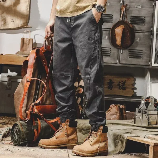 Autumn Winter Male Oversized Loose Casual Fashion Cargo Pants Homme Midi Waist Pockets Patchwork Pencil Trousers Men's Clothing - Image 3