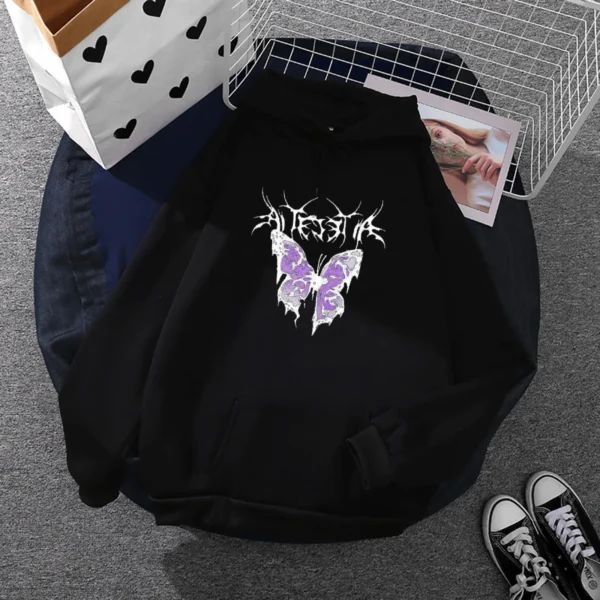 Butterfly Graphic Printed Hooded Plus Size Hoodie Men Women Sweatshirts Couple Y2k Korean Clothing Boy And Girl Casual Sudaderas - Image 3