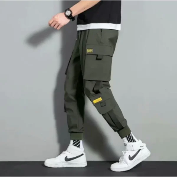 2024 Spring Autumn New Men's Korean Fashion Multi-pocket Loose Ins Nine-minute Drawstring Leg Work Pants Casual Daily Sweatpants - Image 4
