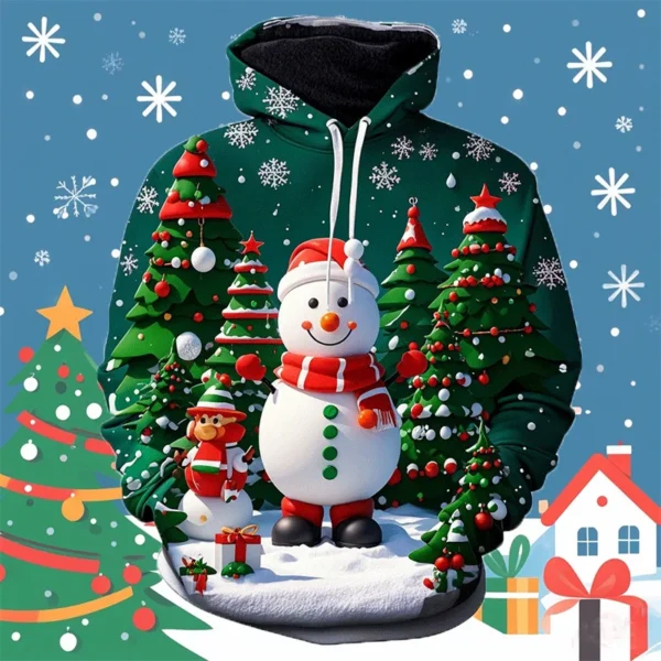 Autumn Fashion 3D Merry Christmas Printed Hoodies Snowmen Snowflakes Graphic Hooded Sweatshirts Christmas Ornament Mens Clothing - Image 3