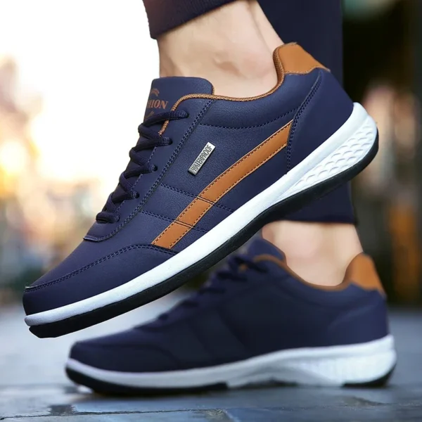 Leather Men Shoes Sneakers Trend Casual Shoe Italian Breathable Leisure Male Sneakers Non-slip Footwear Men Vulcanized Shoes - Image 4