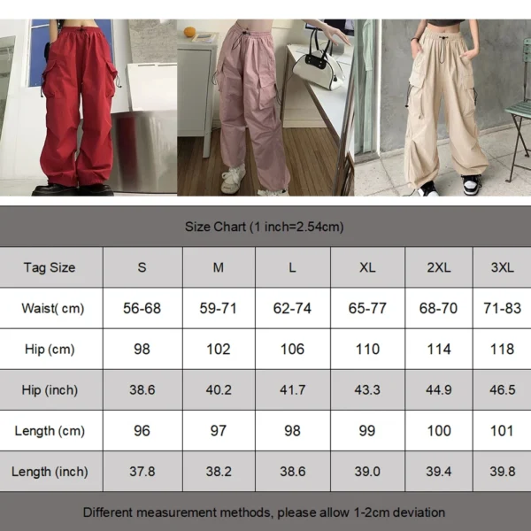 Harajuku Oversized Cargo Parachute Pants Women Streetwear Vintage Y2k Hip Hop Wide Leg Joggers Baggy Sweatpants Techwear - Image 4