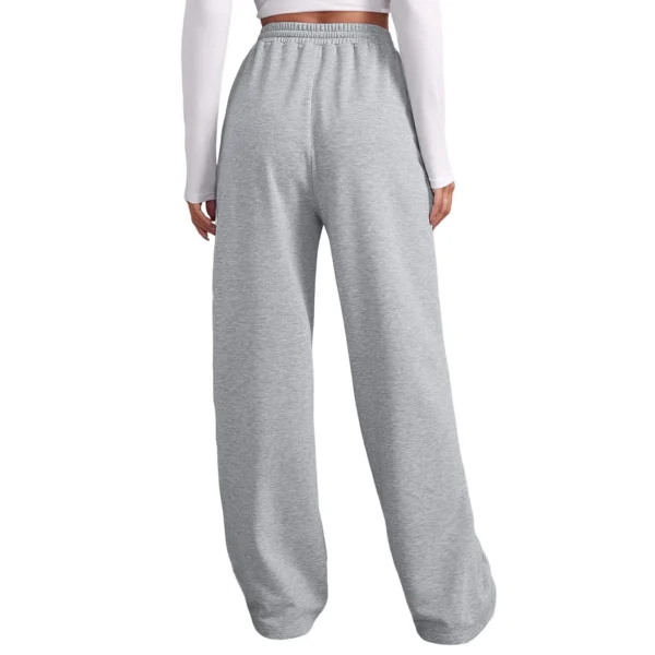 Women’s Wide Leg Pants Fleece Lined Sweatpants Travel Basic Bottom Workout High Waisted All-Match Fitness Joggers Straight Pants - Image 3