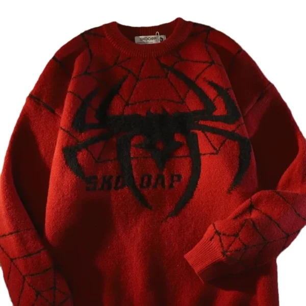 Cityboy Spider Jacquard Sweater for Autumn Winter Loose Fit for Men Vintage Sweater Harajuku Mens Clothing Christmas Sweater - Image 5