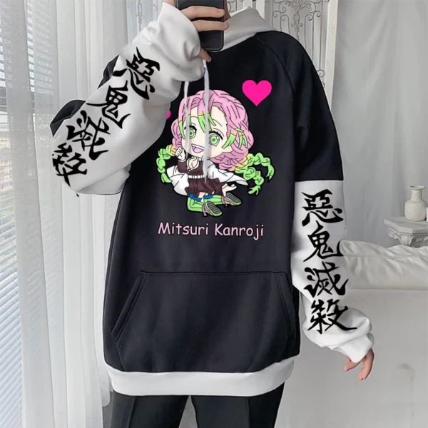 Anime Demon Slayer Hoodies Kimetsu no Yaiba Kawaii Mitsuri Kanroji Cartoon Sweatshirt Harajuku Unisex Winter Plus Size Hoodies