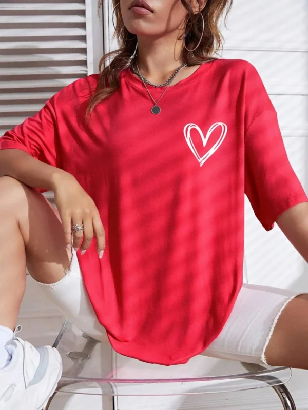 Simple Love Printed Womens Tshirts Summer Breathable Clothes Casual Fashion Short Sleeve Street Oversized All Match T-Shirts - Image 3