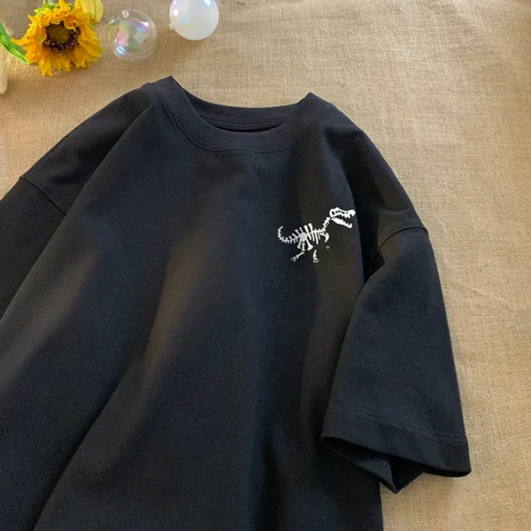 Hip Hop Streetwear T Shirt Trendy cartoon dinosaur pattern Print Tshirt Summer Mens Short Sleeve Cotton Oversized T-Shirt - Image 3