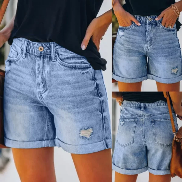Summer Denim Shorts For Women Ripped Hole Pocket Shorts Y2k Jeans Short-Pants Fashion Clothes Pantalones Cortos Vaquero Mujer - Image 5