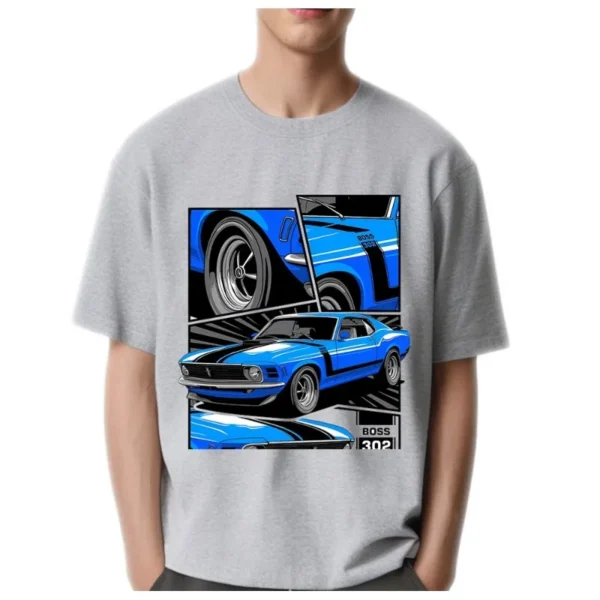 M-Mustang Drift Car Racing T Shirt Men New Kawaii Vintage Anime Print Funny Summer Casual Printed Short Sleeve Tshirts Male Tops - Image 3