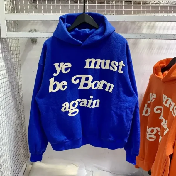 2024Fw Puff Print Kanye West Hoodie Men and Women 1:1 Pink Leaf Color Must Rebirth Hoodie Plus Size Pullover CPFM Sweatshirt - Image 5