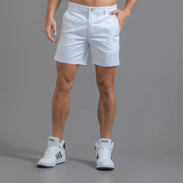 Men's Casual Shorts 2024 Summer Slim Fit Sexy Golf Shorts Solid Color Pure Cotton Waterproof Wear-Resistant Cargo Shorts Male - Image 5