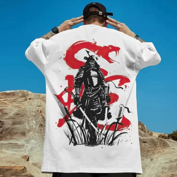 3D Japanese Samurai Demon Mask Print T-Shirts For Men Summer Casual Street Trend Top Loose Oversized Short Sleeve O-Neck T Shirt - Image 2