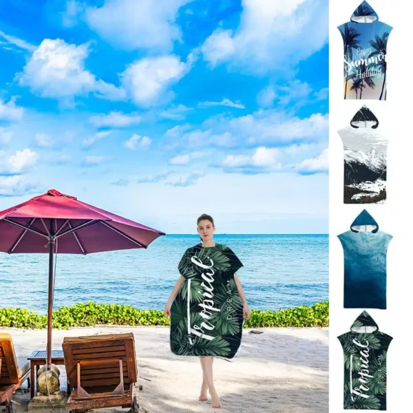 Fashion Surf Poncho Men Microfiber Surf Poncho Changing Robe With Hood Unisex Outdoor Swim Towel Warmer For Surfing And Diving - Image 2