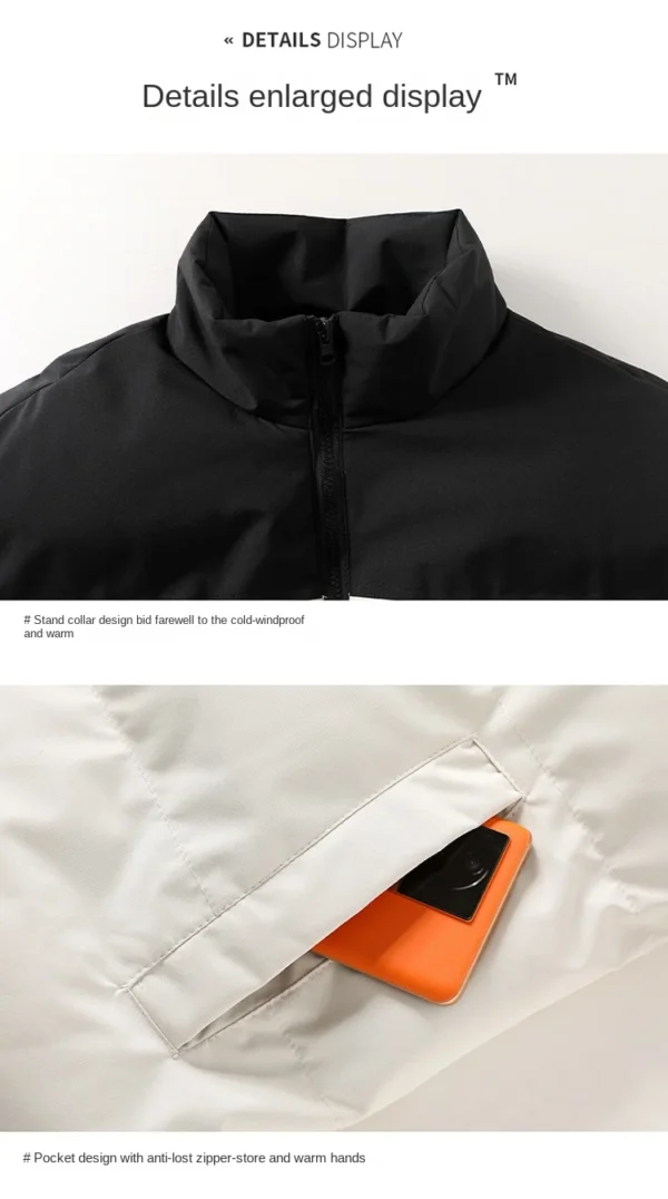 Men's Down Jacket Autumn and Winter New Stitching Color Trend Versatile Outdoor Camping Stand Collar Coat Men's Cotton Clothing - Image 4