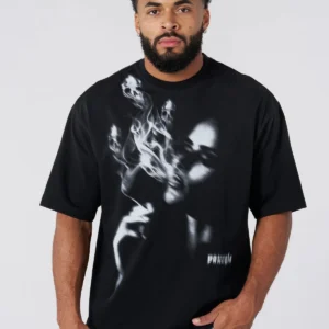 Summer new men's oversized T-shirt American fashion trend printed short-sleeved sports breathable fitness T-shirt