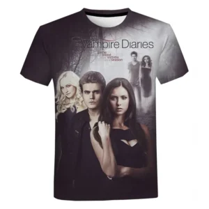 Horror TV Series The Vampire Diaries 3D Printed T-Shirt Men Women Fashion Oversized Short Sleeve Vintage Harajuku Tee Tops