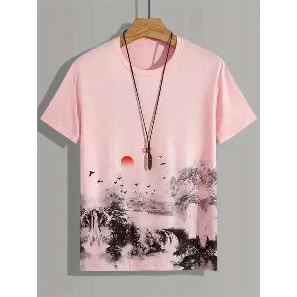 2024 New Men's Landscape 3D Print Short Sleeve T-Shirt Casual and Comfortable Summer Tops Oversize Breathable Tee Clothes - Image 3