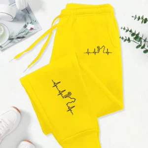 Cat Electrocardiogram Pattern Printing Women'S Casual Basic Pants Y2K Pocket Trousers Fashion Trendy Street Sweatpants Female
