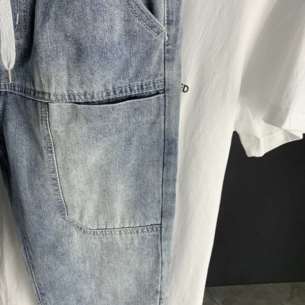 new Autumn Luxury streetwear Korean Harajuku Stretch Men's Slim Solid Denim Casual Pencil Pants baggy jeans cargo trousers men - Image 4