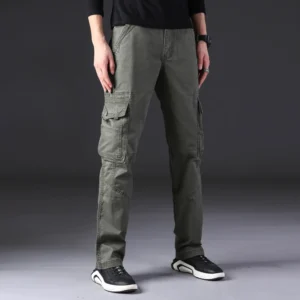 Mens Cargo Pants Men Overalls Green Gray Cotton Men Loose Multi-Pockets Straight fit Men's Casual Trousers Homme Full Length